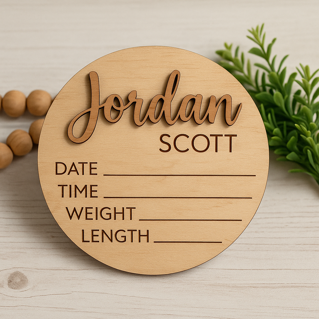 Wood Birth announcement